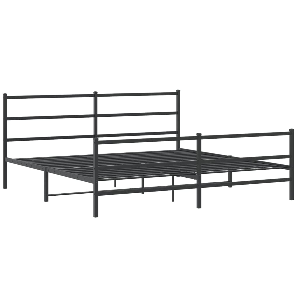 Bettgestell mit Kopf- und Fußteil Metall Schwarz 180x200 cm