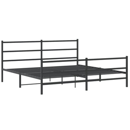Bettgestell mit Kopf- und Fußteil Metall Schwarz 180x200 cm