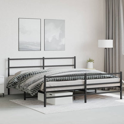 Bettgestell mit Kopf- und Fußteil Metall Schwarz 180x200 cm