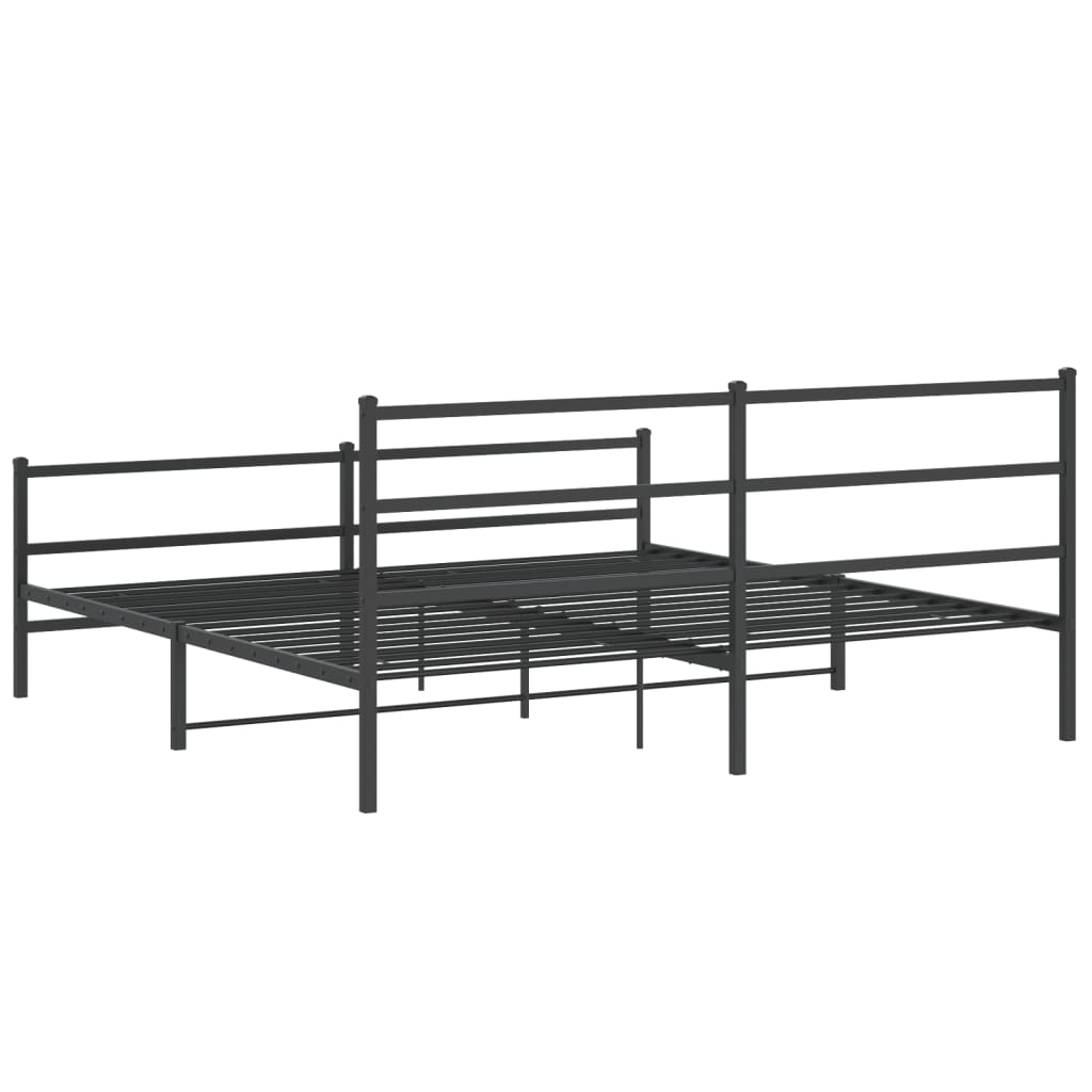 Bettgestell mit Kopf- und Fußteil Metall Schwarz 180x200 cm