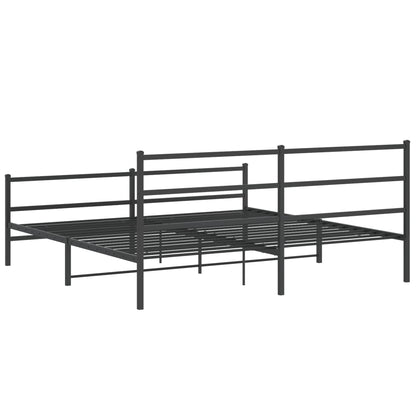 Bettgestell mit Kopf- und Fußteil Metall Schwarz 180x200 cm