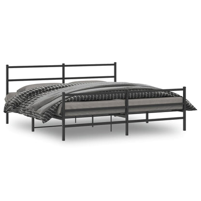 Bettgestell mit Kopf- und Fußteil Metall Schwarz 180x200 cm