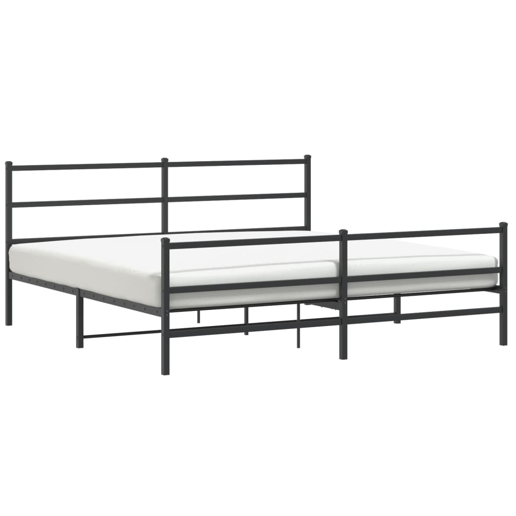 Bed frame with head and footboard metal black 183x213 cm