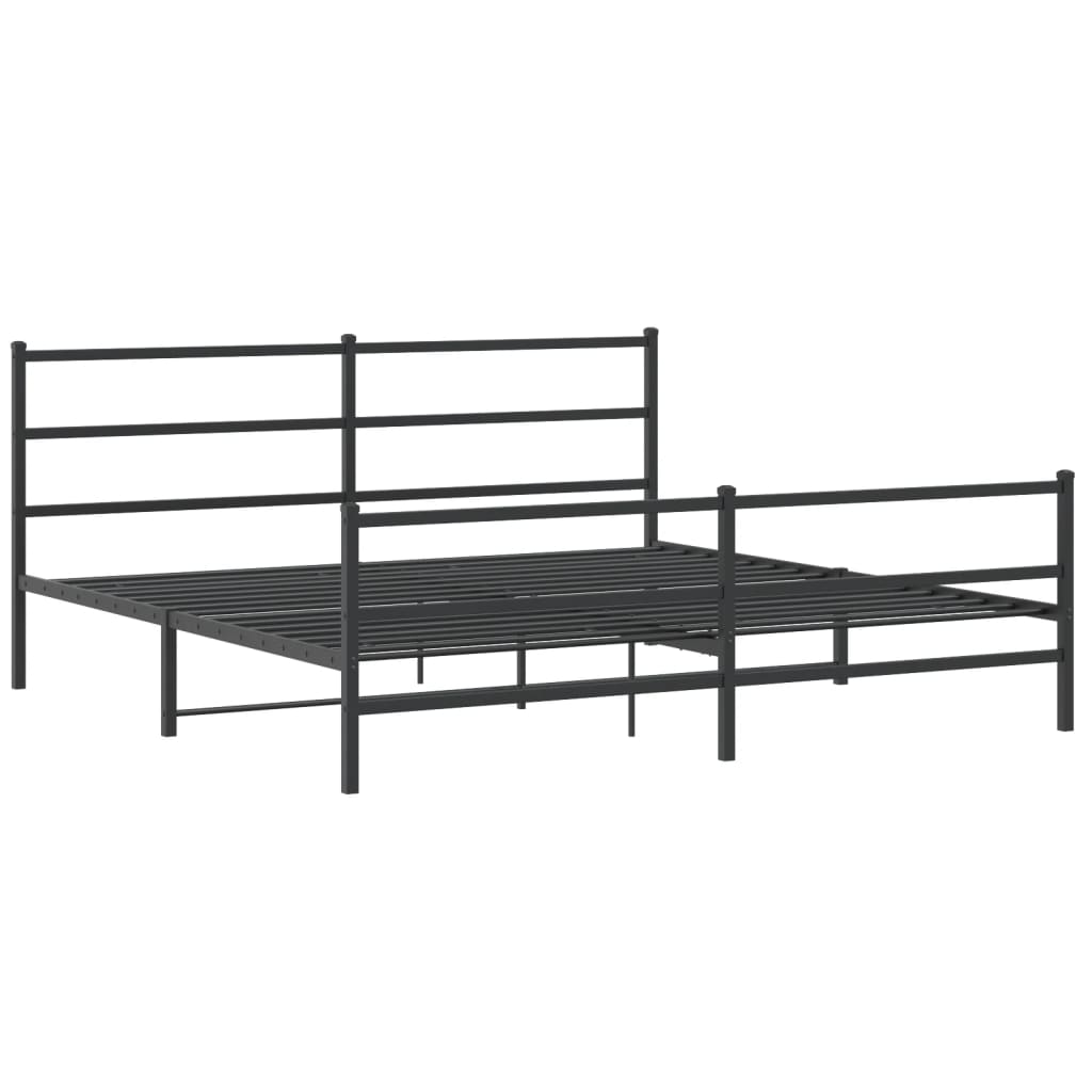 Bed frame with head and footboard metal black 183x213 cm