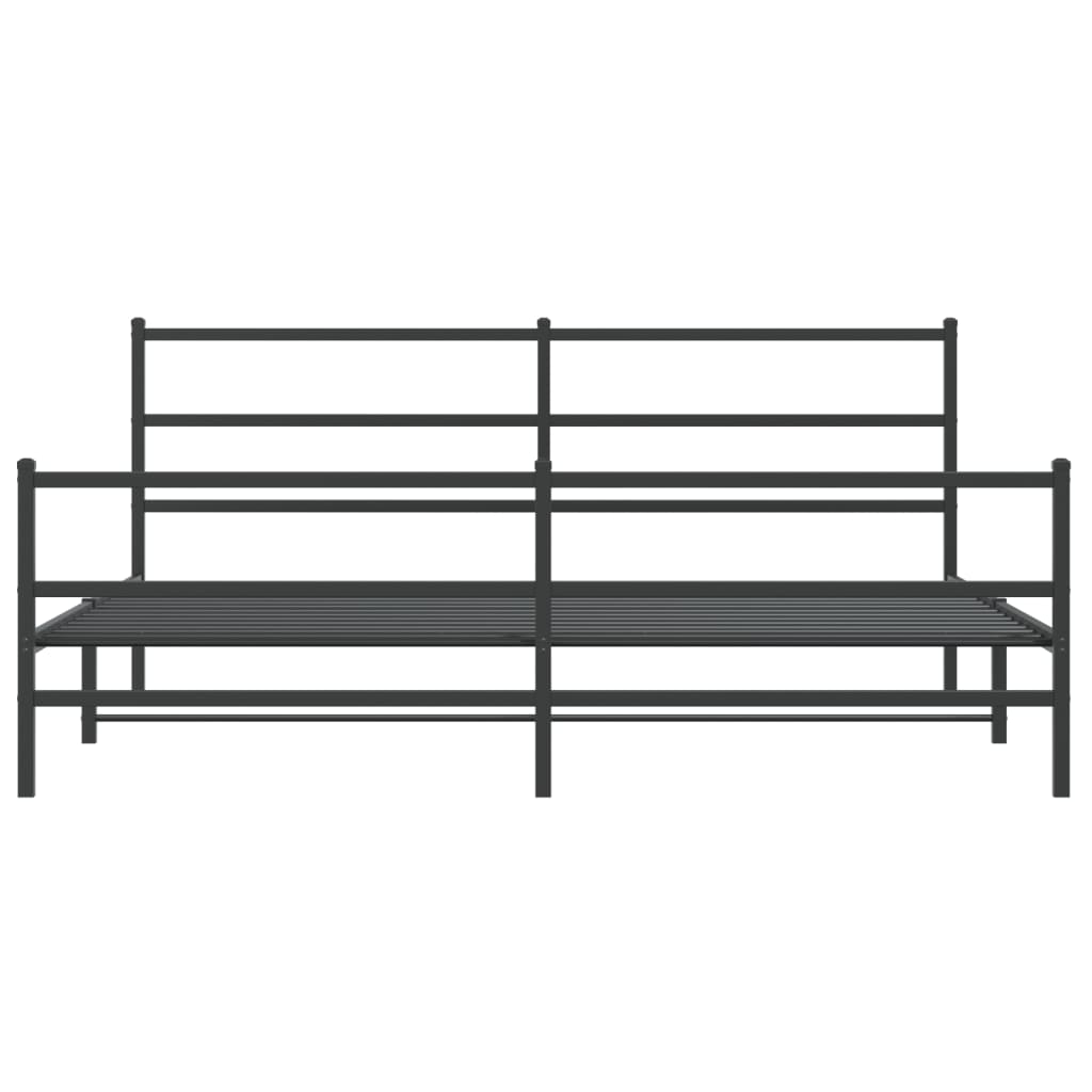 Bed frame with head and footboard metal black 183x213 cm