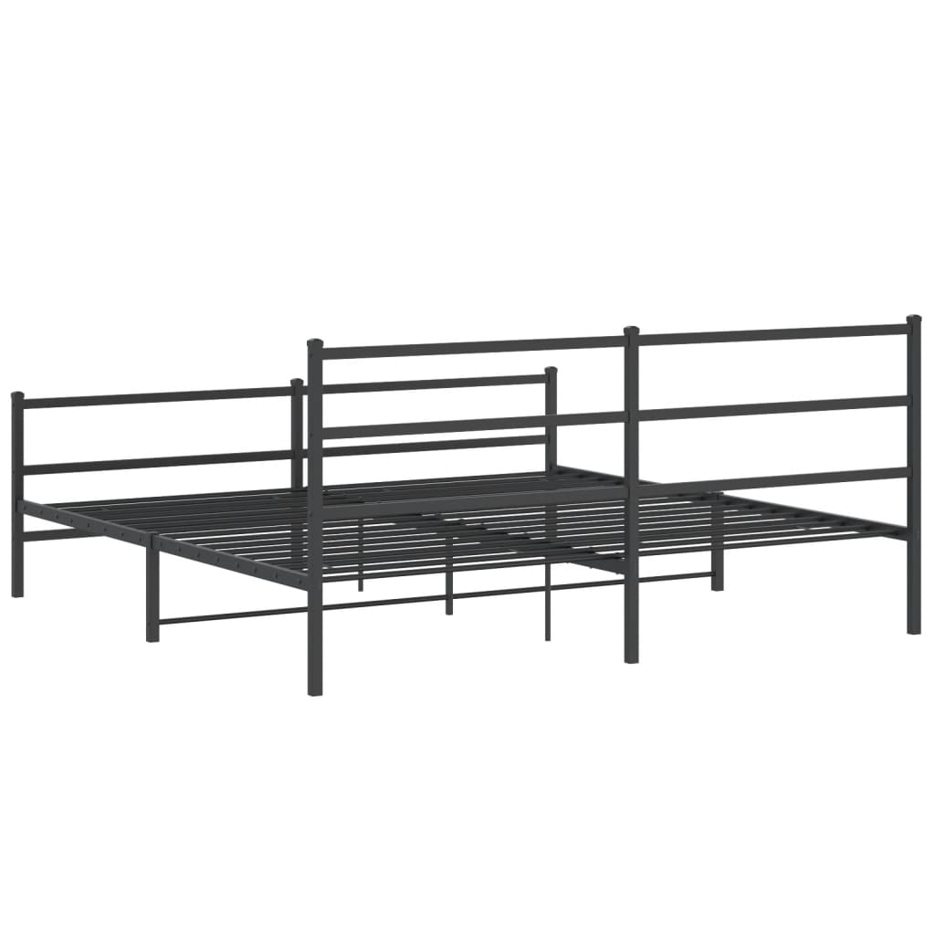 Bed frame with head and footboard metal black 183x213 cm