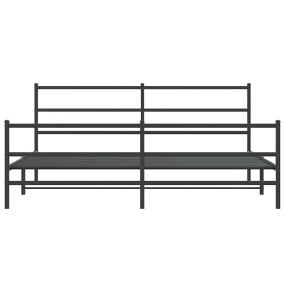 Bettgestell mit Kopf- und Fußteil Metall Schwarz 200x200 cm