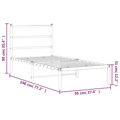 Bettgestell mit Kopfteil Metall Weiß 90x190 cm