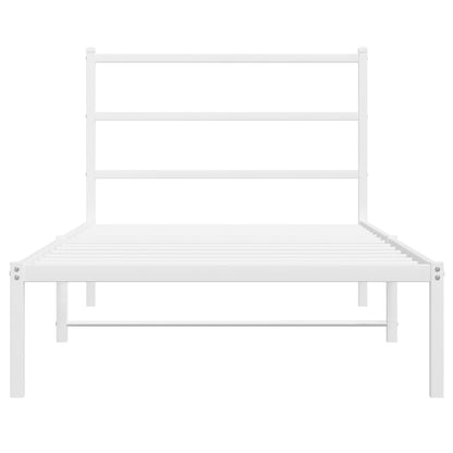 Bettgestell mit Kopfteil Metall Weiß 100x190 cm