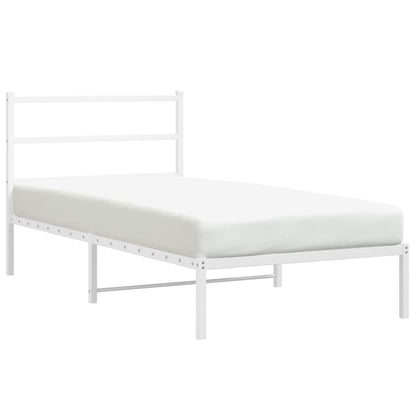 Bettgestell mit Kopfteil Metall Weiß 100x200 cm