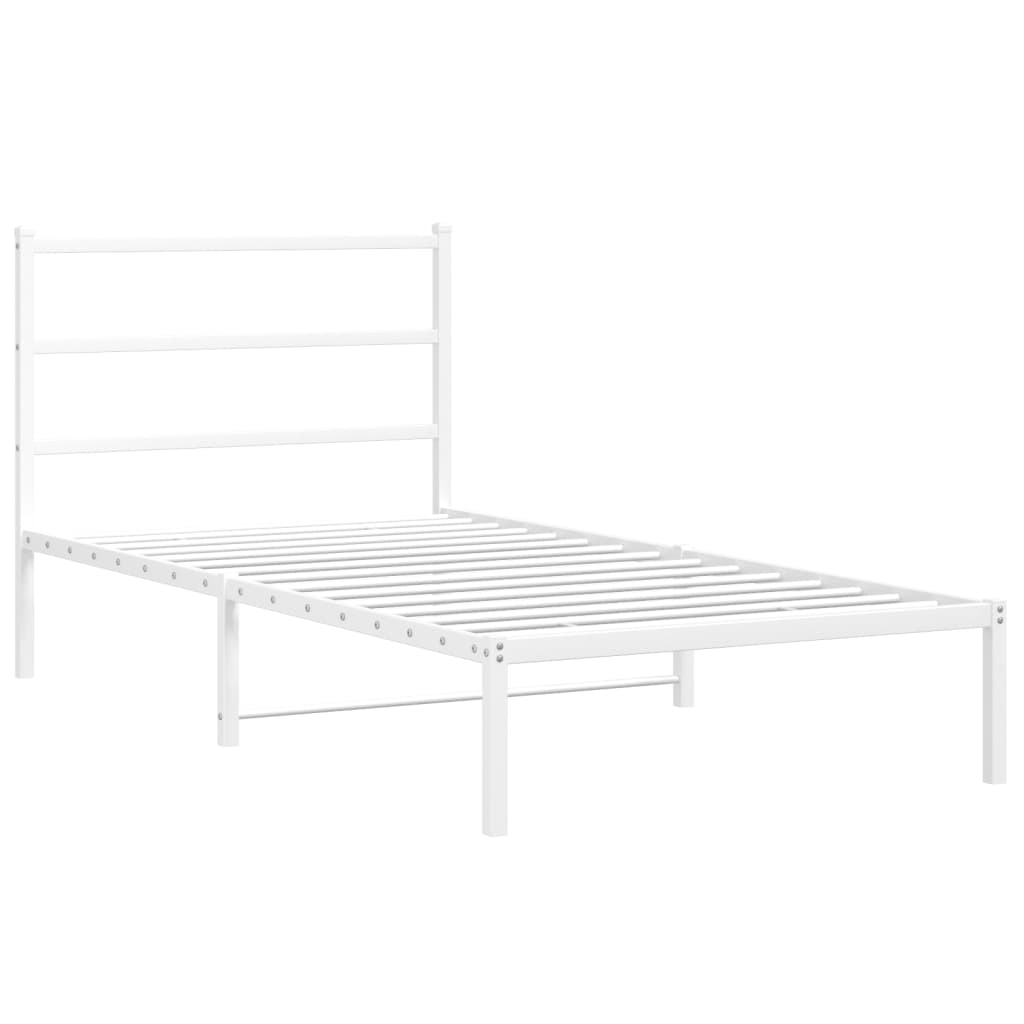 Bettgestell mit Kopfteil Metall Weiß 100x200 cm