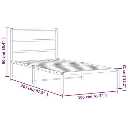 Bettgestell mit Kopfteil Metall Weiß 100x200 cm