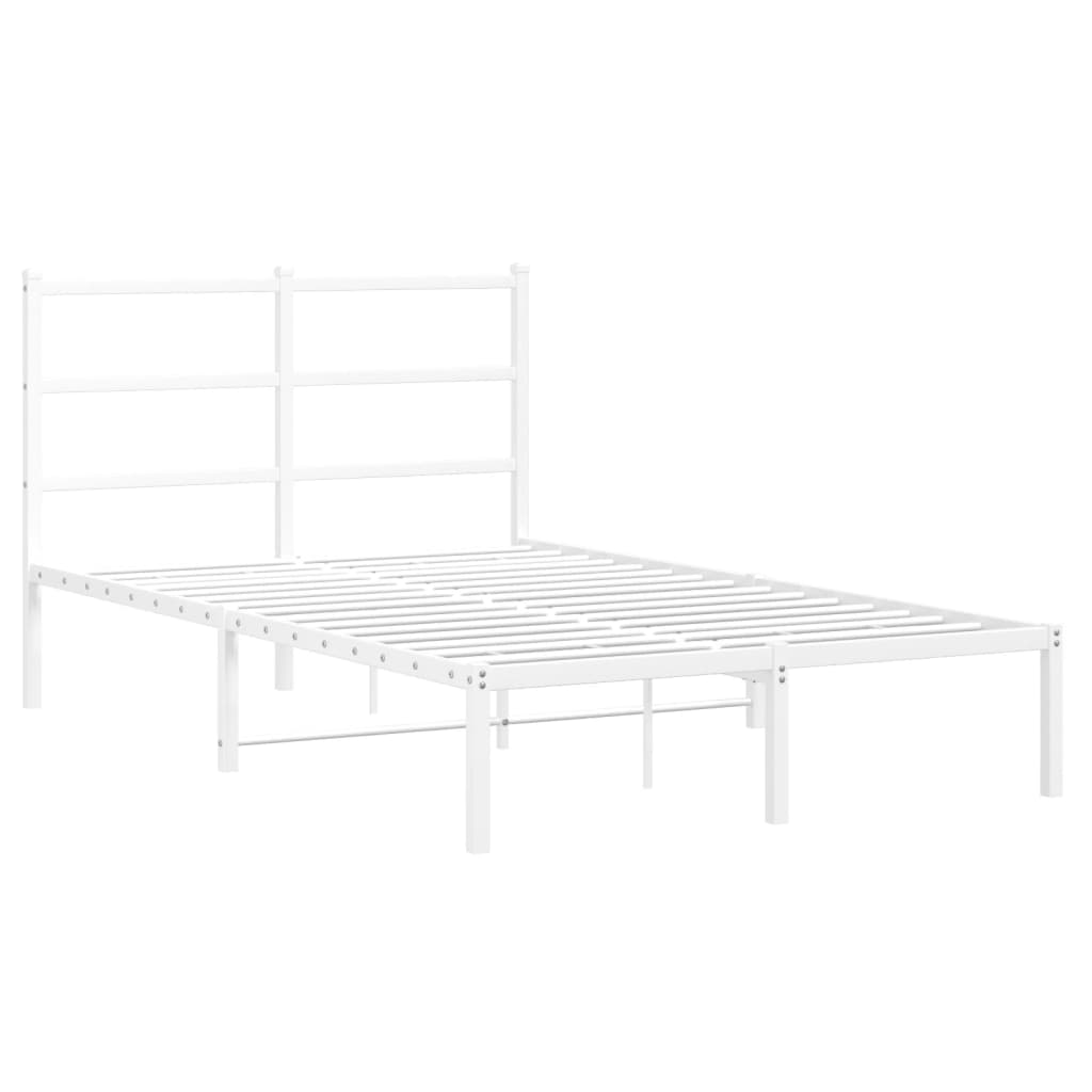 Bed frame with headboard metal white 120x190 cm