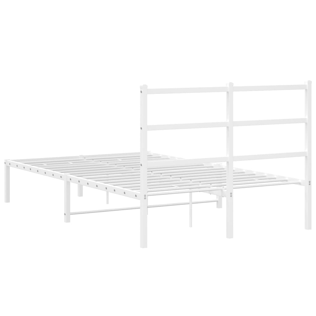 Bed frame with headboard metal white 120x190 cm