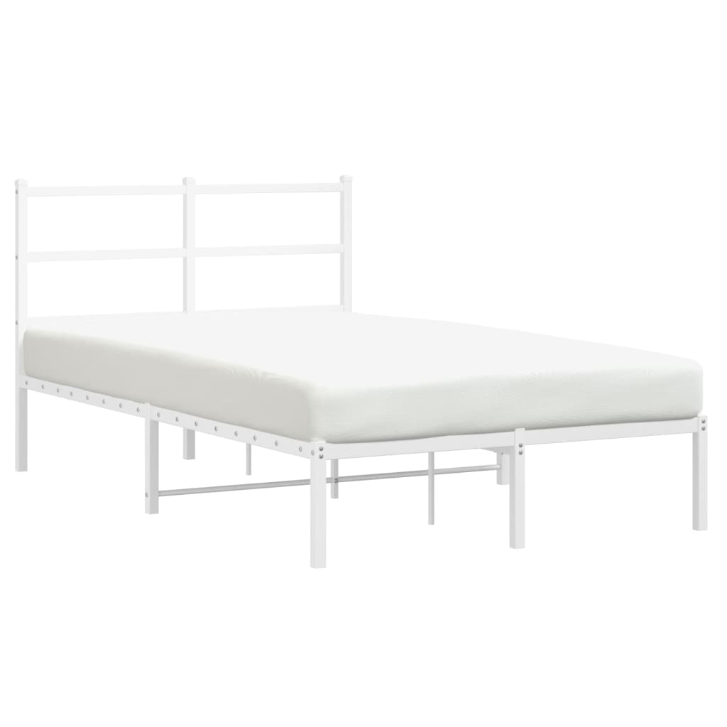 Bed frame with headboard metal white 120x200 cm