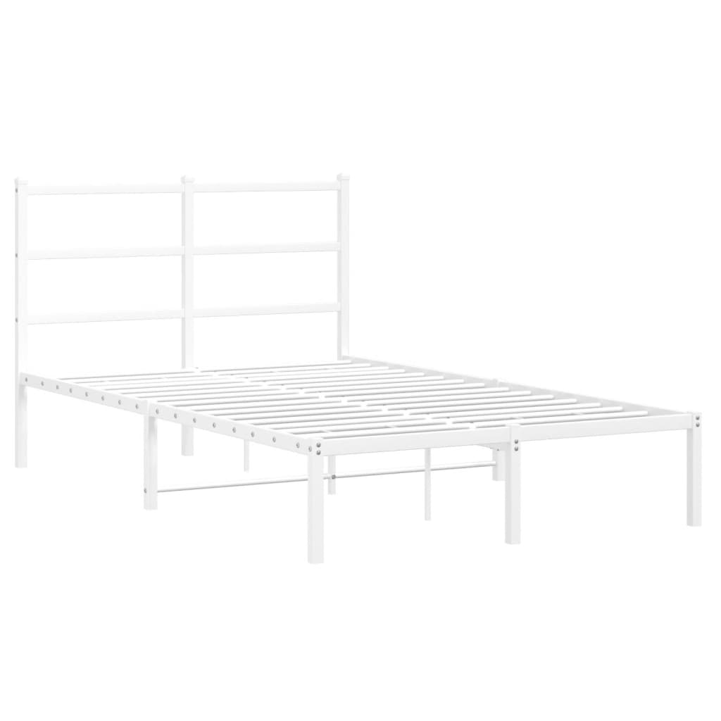 Bed frame with headboard metal white 120x200 cm