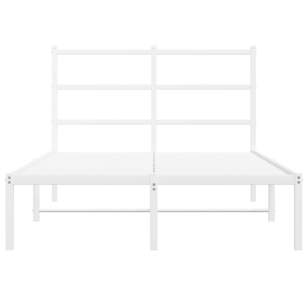 Bed frame with headboard metal white 120x200 cm