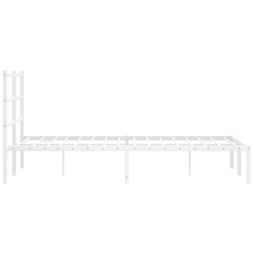 Bed frame with headboard metal white 120x200 cm