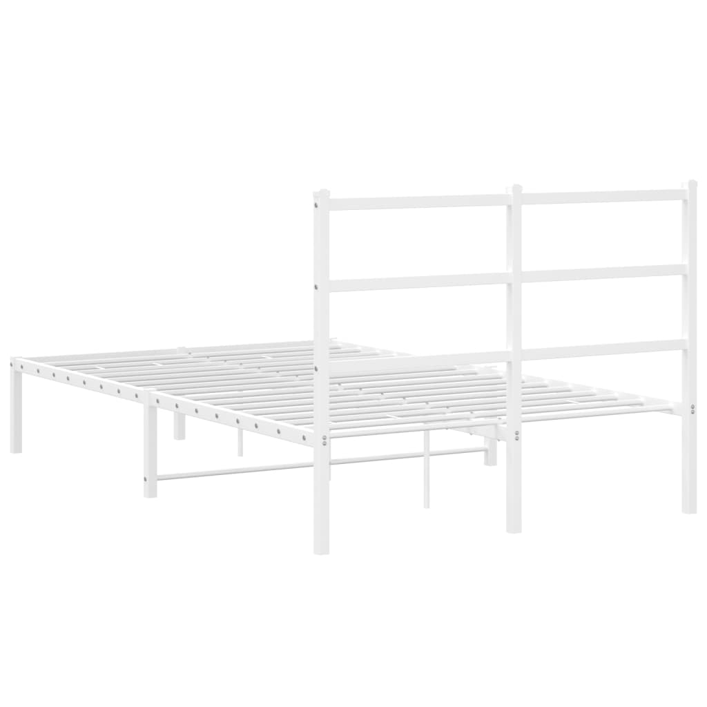 Bed frame with headboard metal white 120x200 cm