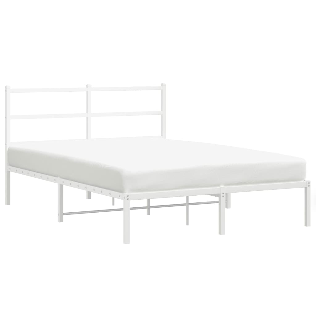 Bed frame with headboard metal white 135x190 cm