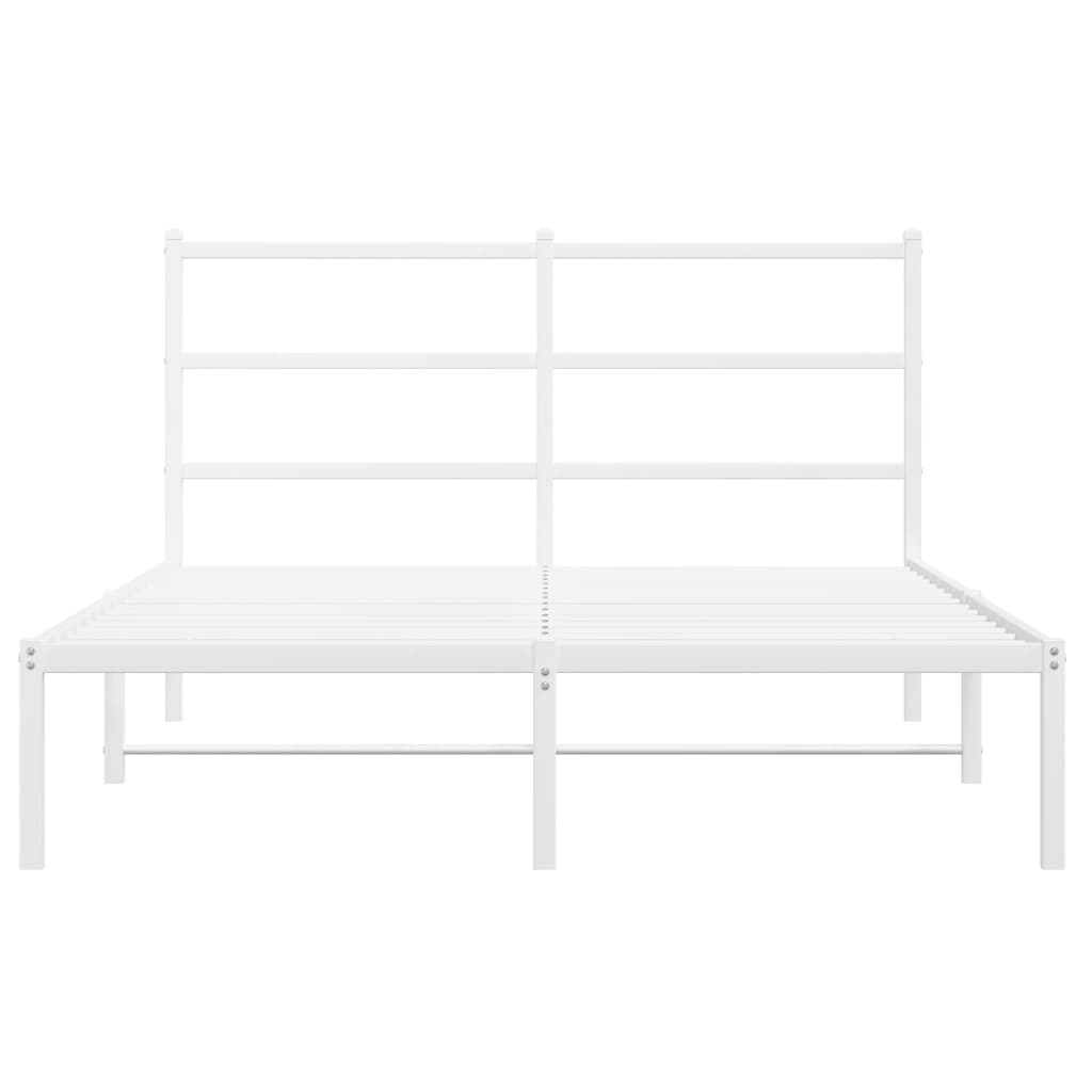 Bed frame with headboard metal white 135x190 cm