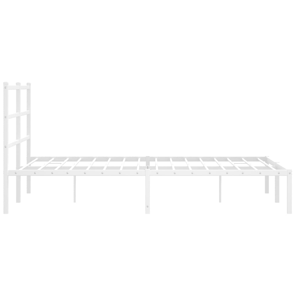 Bed frame with headboard metal white 135x190 cm