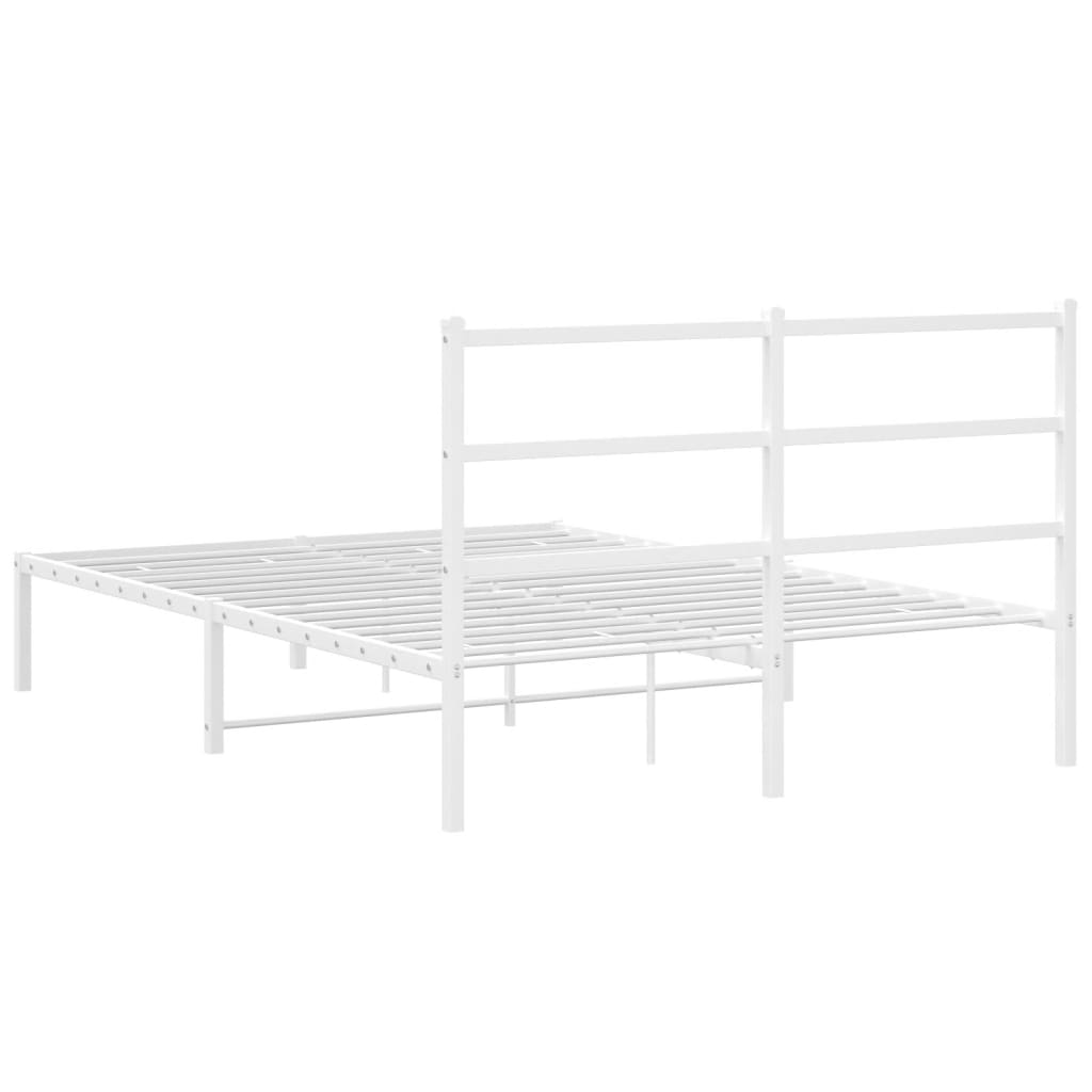 Bed frame with headboard metal white 135x190 cm