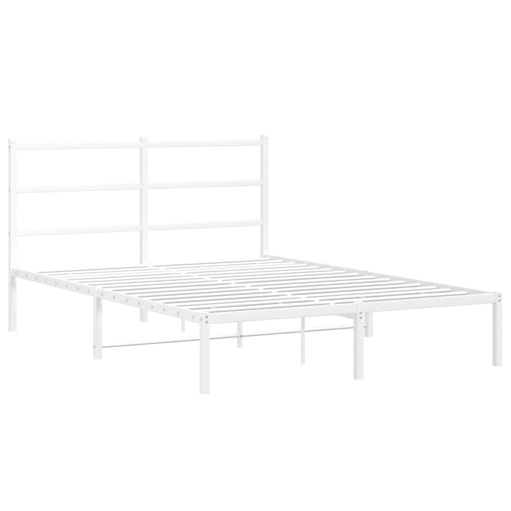 Bed frame with headboard metal white 140x200 cm