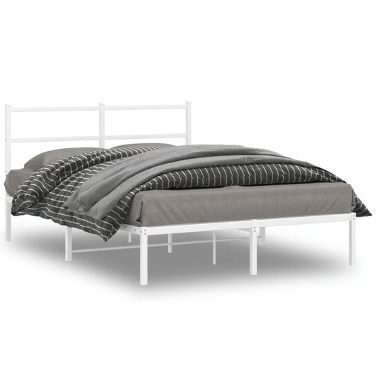 Bed frame with headboard metal white 140x200 cm