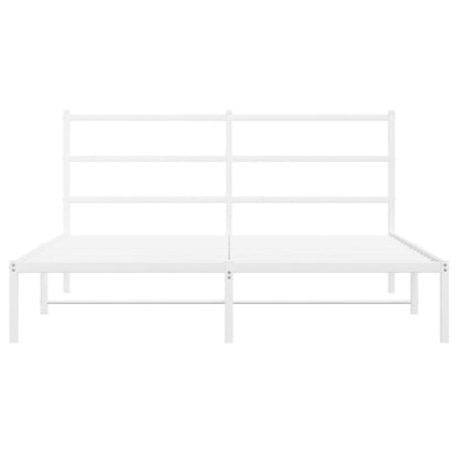 Bettgestell mit Kopfteil Metall Weiß 150x200 cm