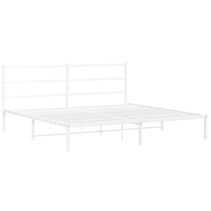 Bettgestell mit Kopfteil Metall Weiß 180x200 cm