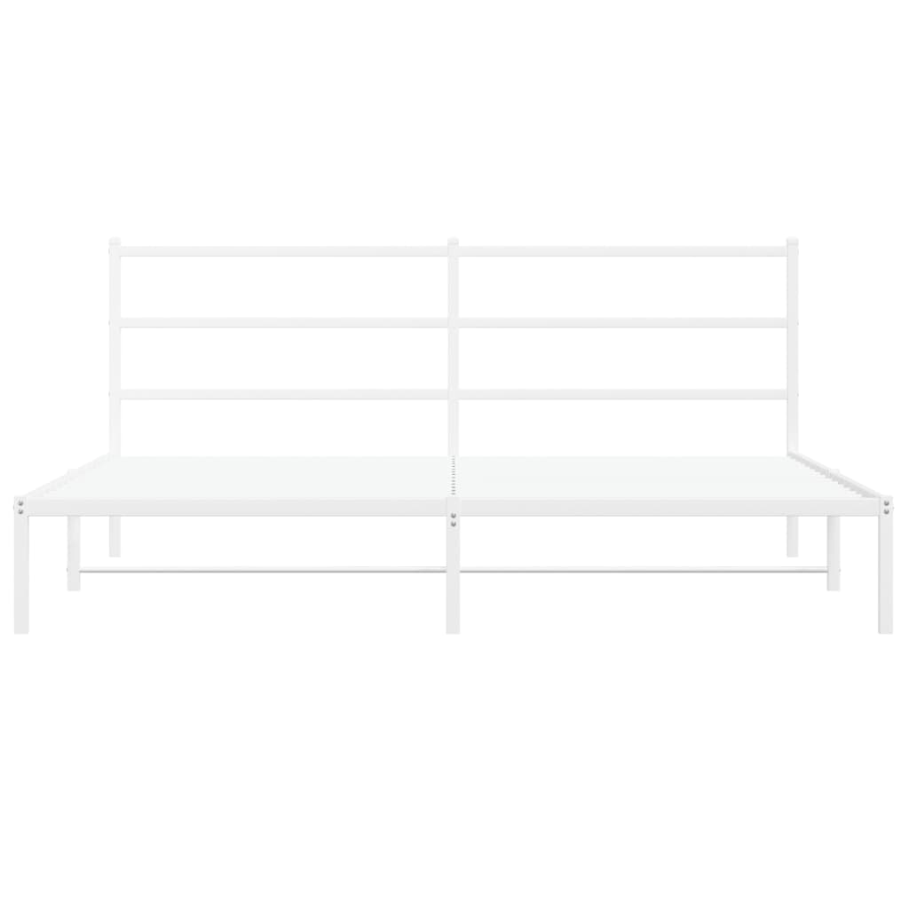 Bettgestell mit Kopfteil Metall Weiß 180x200 cm