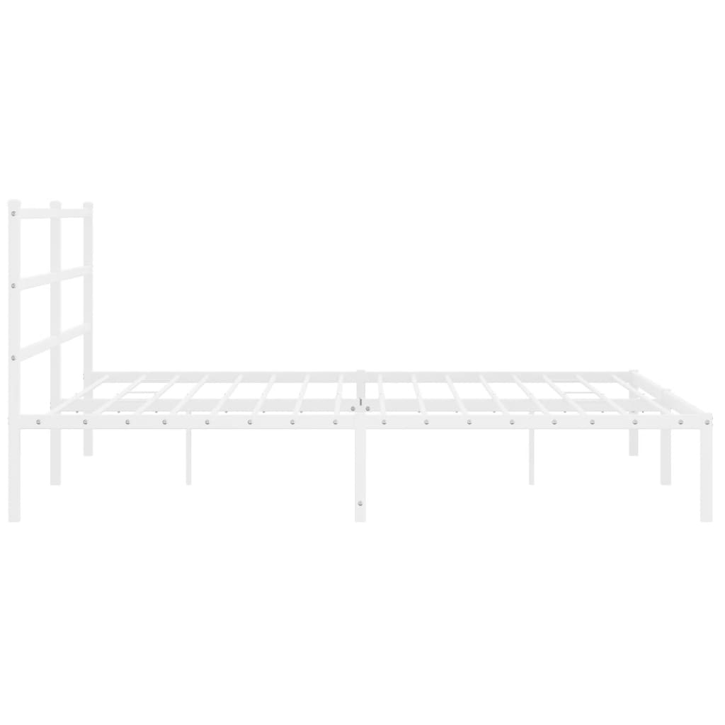 Bettgestell mit Kopfteil Metall Weiß 180x200 cm