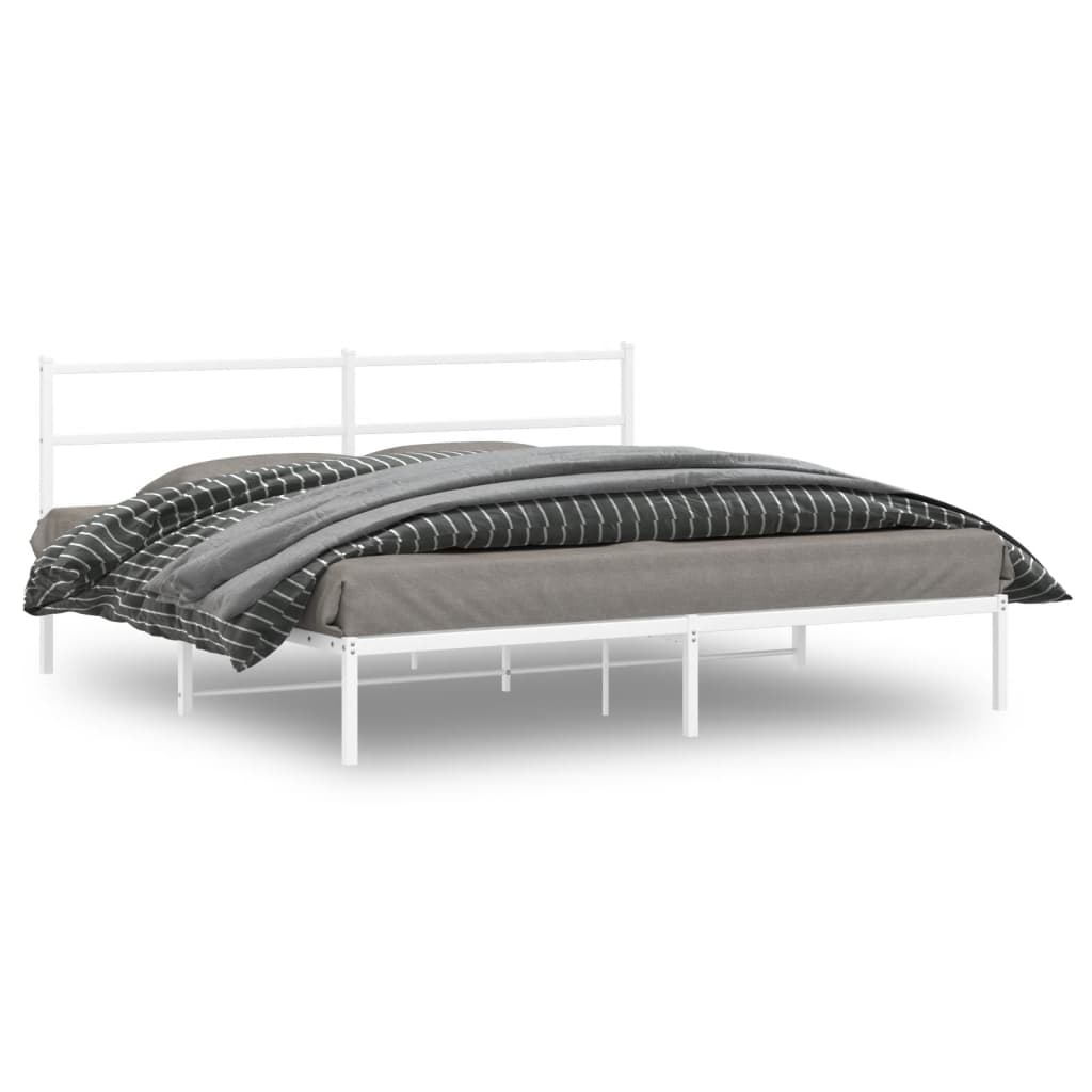 Bettgestell mit Kopfteil Metall Weiß 180x200 cm