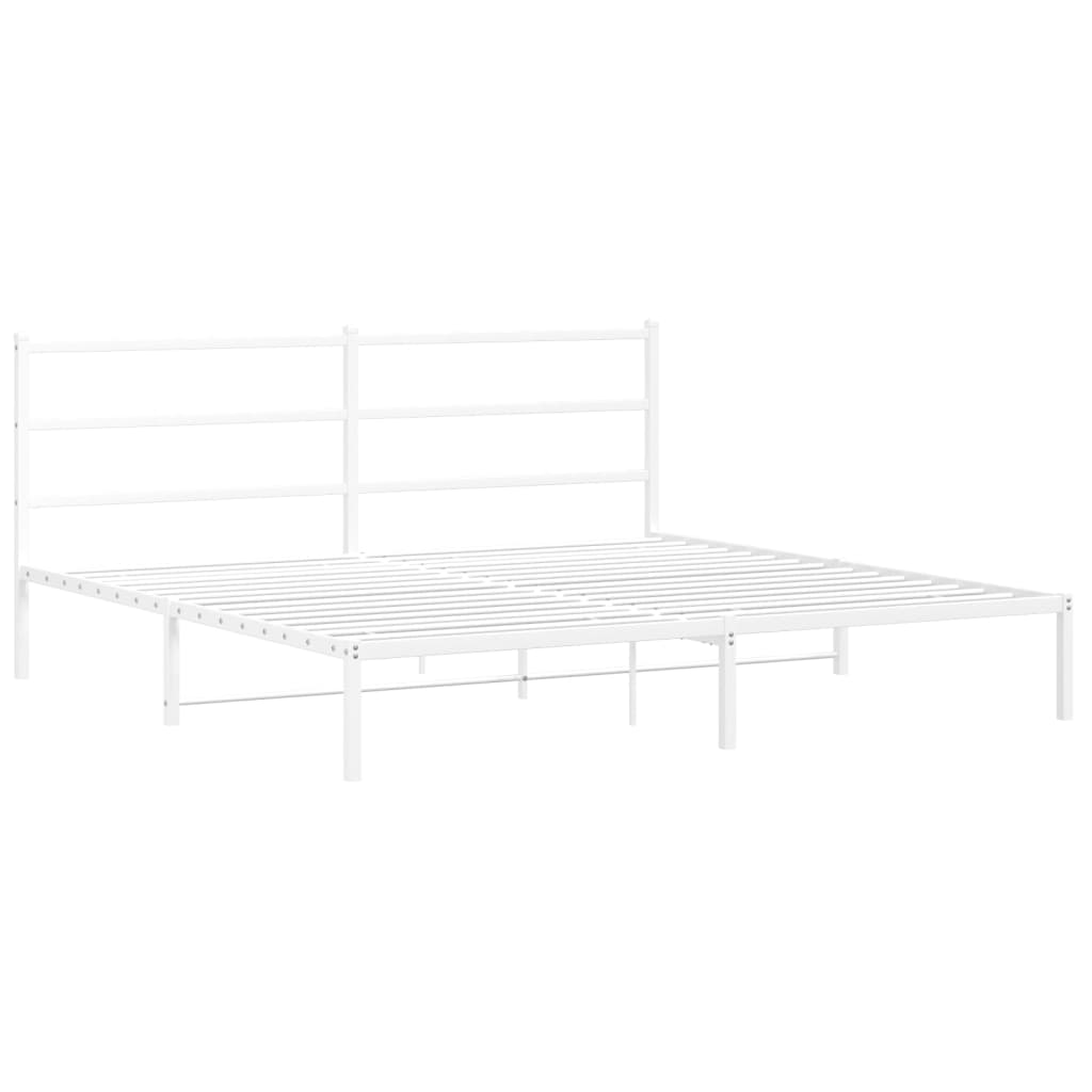 Bed frame with headboard metal white 183x213 cm