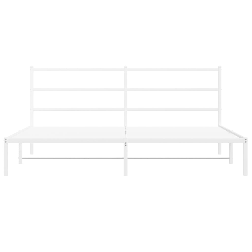 Bed frame with headboard metal white 183x213 cm