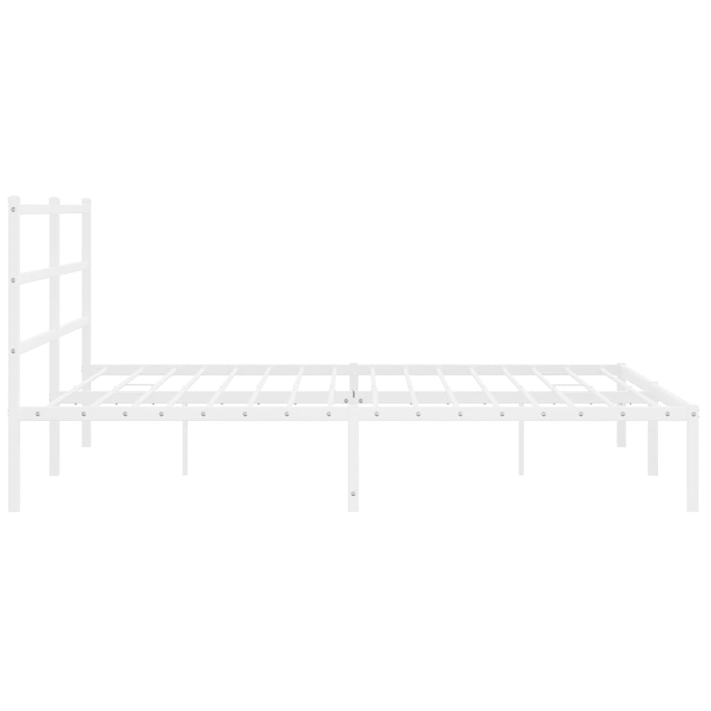 Bed frame with headboard metal white 183x213 cm