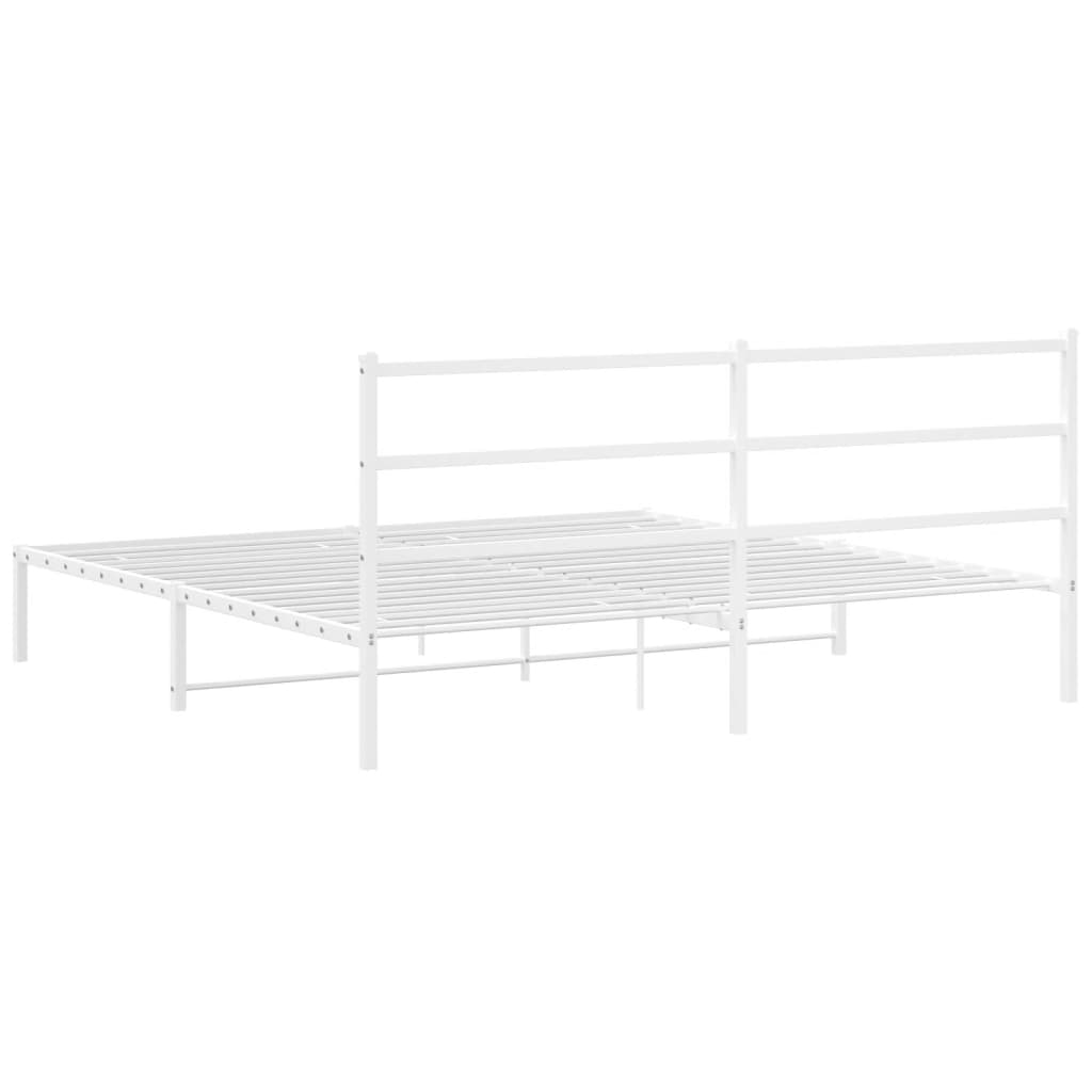 Bed frame with headboard metal white 183x213 cm