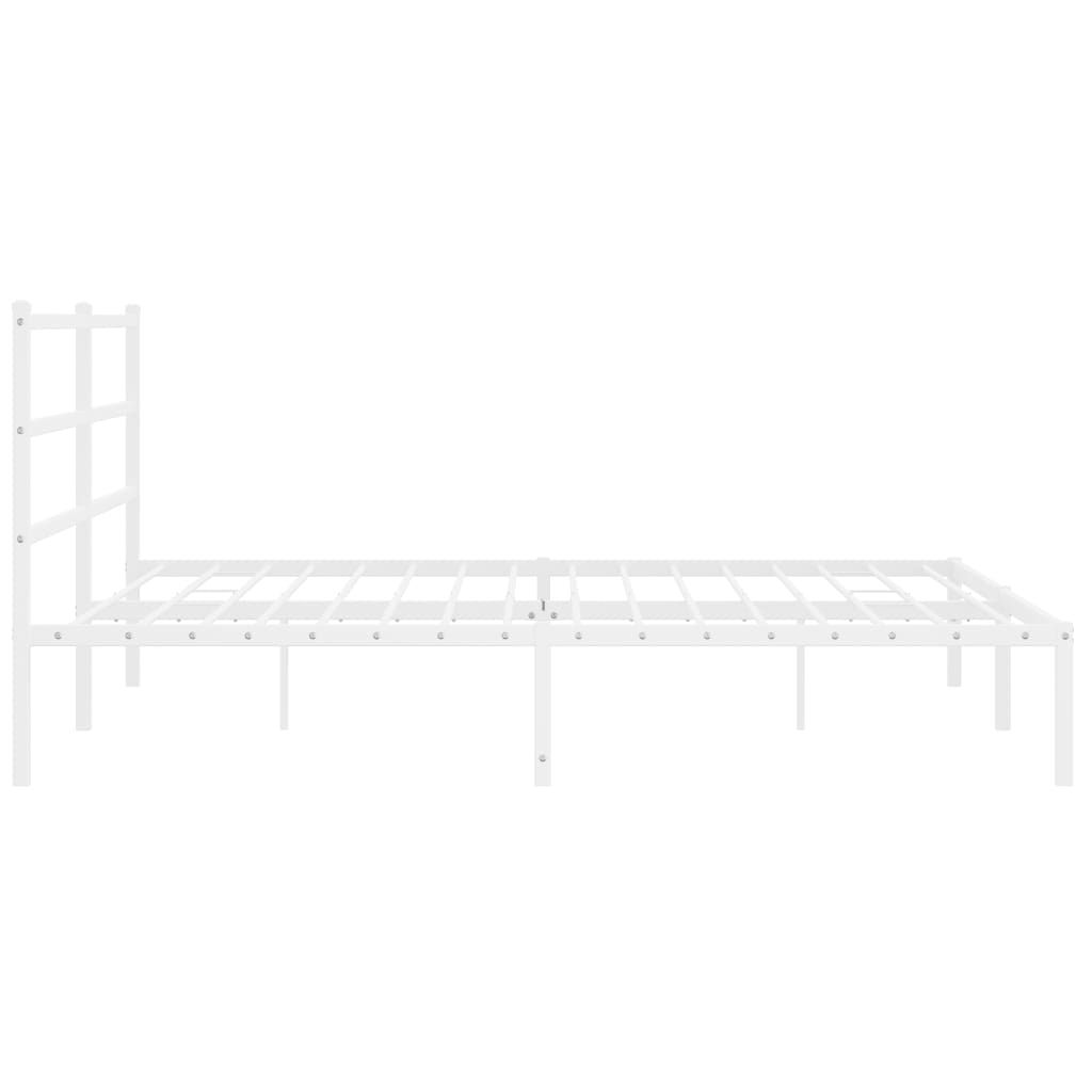 Bed frame with headboard metal white 193x203 cm