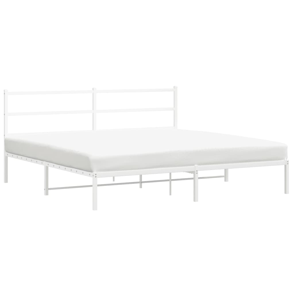 Bed frame with headboard metal white 200x200 cm