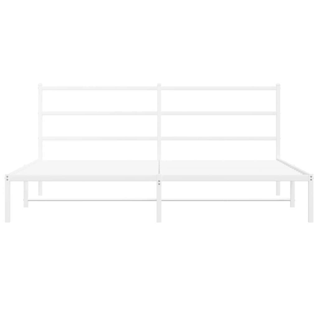 Bed frame with headboard metal white 200x200 cm