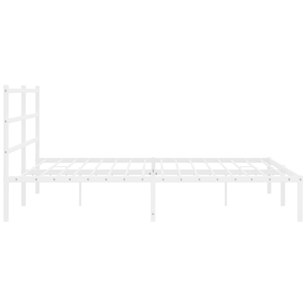 Bed frame with headboard metal white 200x200 cm