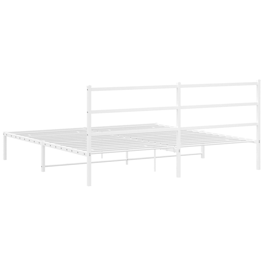 Bed frame with headboard metal white 200x200 cm