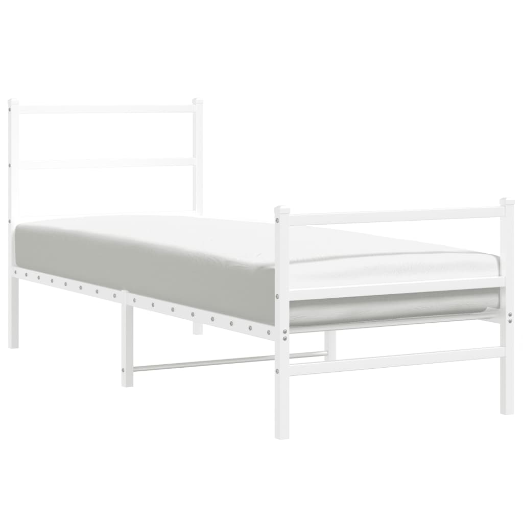 Bed frame with head and footboard metal white 80x200 cm