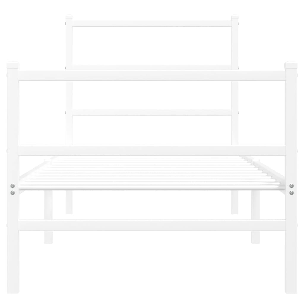 Bed frame with head and footboard metal white 80x200 cm