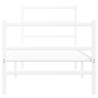 Bettgestell mit Kopf- und Fußteil Metall Weiß 80x200 cm