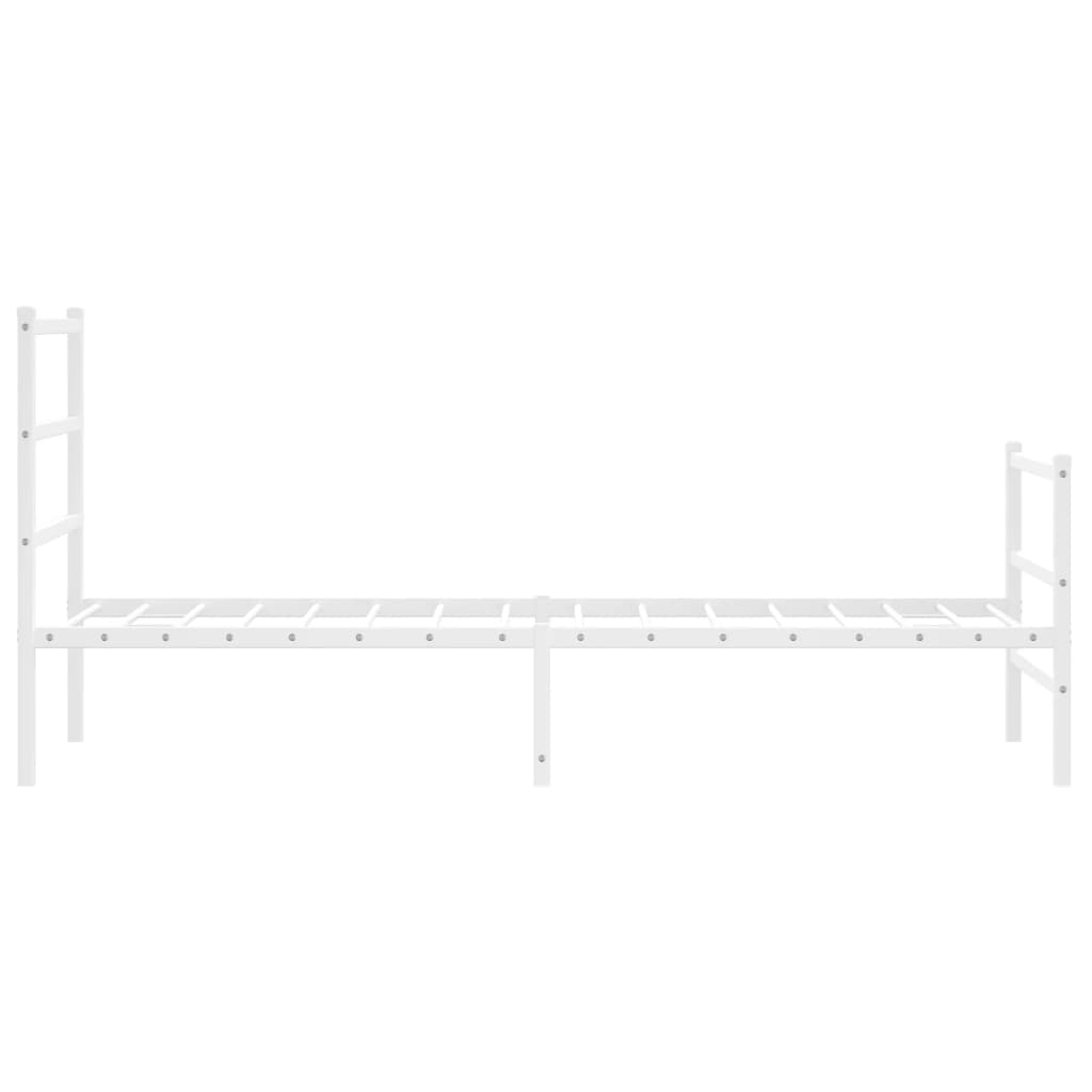 Bed frame with head and footboard metal white 80x200 cm