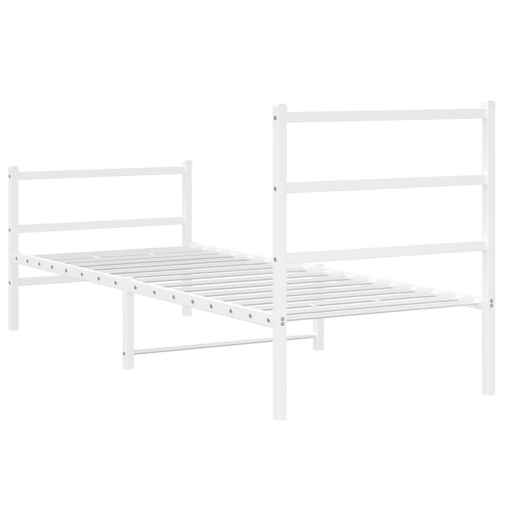 Bed frame with head and footboard metal white 80x200 cm