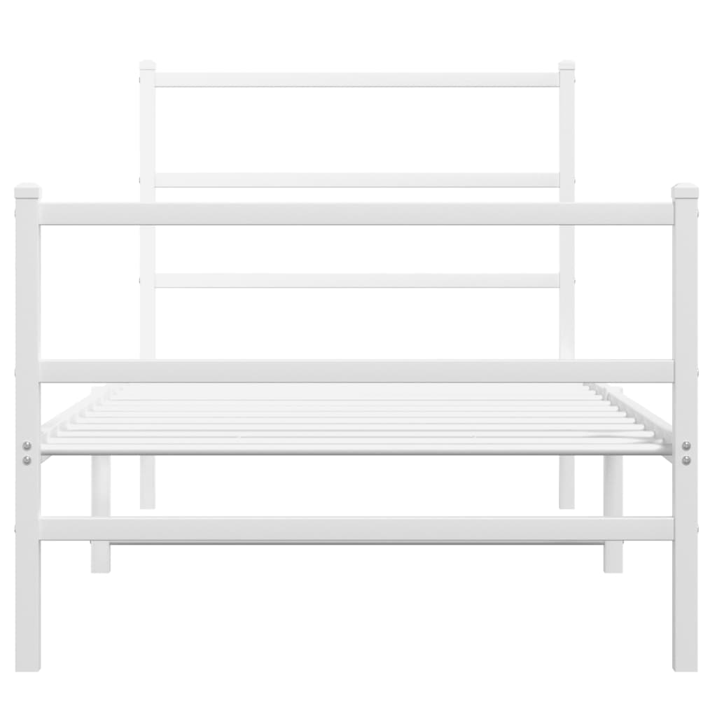 Bed frame with head and footboard metal white 90x190 cm