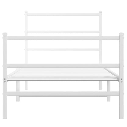 Bettgestell mit Kopf- und Fußteil Metall Weiß 90x190 cm